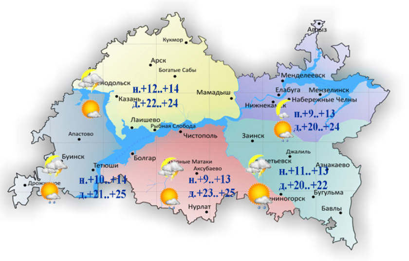 Погода в Татарстане на 3 дня.