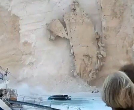 Туристлар өстенә кыя ишелеп төшкән - тау җимерелү мизгеле видеога эләккән