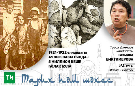 ТАССРның иң караңгы көннәре - 1921 елдагы ачлык турында. “Ачлыктан кешеләр акылдан язган, кеше ашау очраклары булган...”